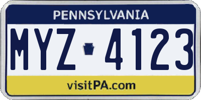 PA license plate MYZ4123