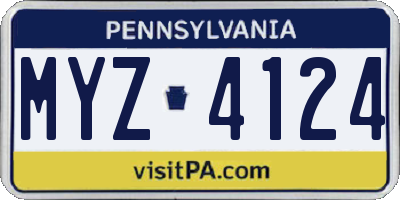 PA license plate MYZ4124