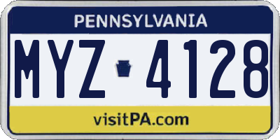 PA license plate MYZ4128