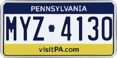 PA license plate MYZ4130