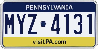 PA license plate MYZ4131