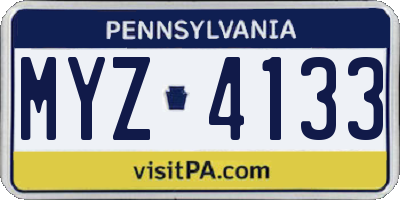 PA license plate MYZ4133