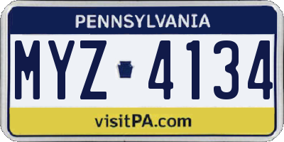 PA license plate MYZ4134