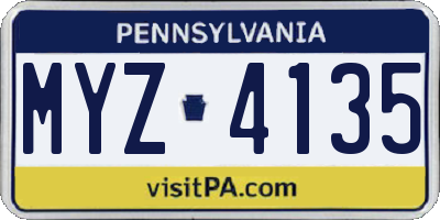 PA license plate MYZ4135