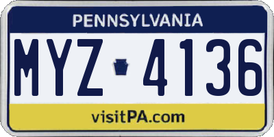 PA license plate MYZ4136