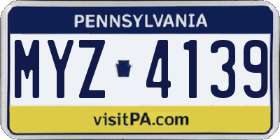 PA license plate MYZ4139