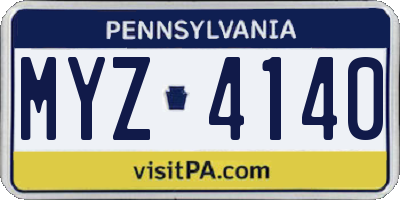 PA license plate MYZ4140