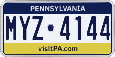 PA license plate MYZ4144