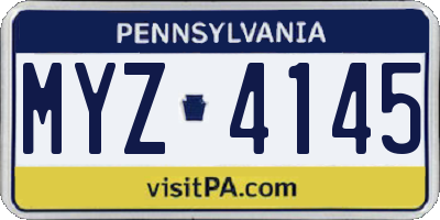 PA license plate MYZ4145