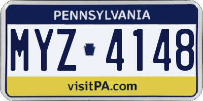 PA license plate MYZ4148