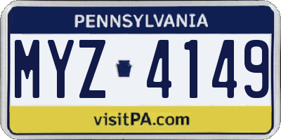PA license plate MYZ4149
