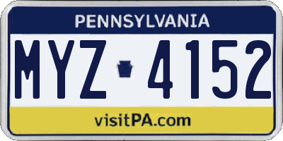 PA license plate MYZ4152