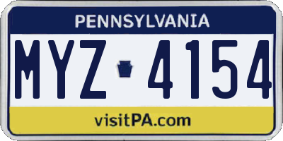 PA license plate MYZ4154