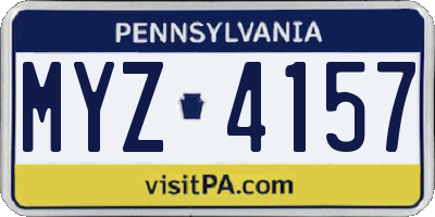 PA license plate MYZ4157
