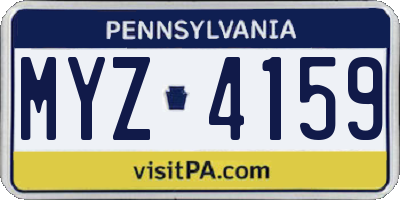 PA license plate MYZ4159