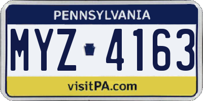 PA license plate MYZ4163