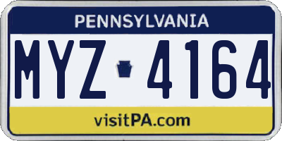 PA license plate MYZ4164