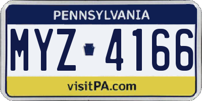 PA license plate MYZ4166