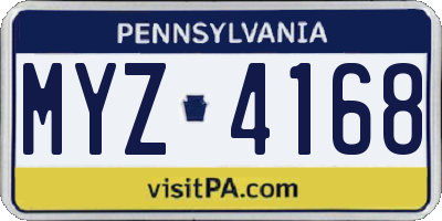 PA license plate MYZ4168