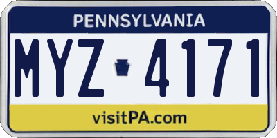 PA license plate MYZ4171