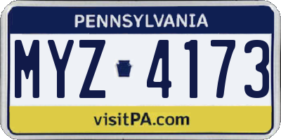 PA license plate MYZ4173