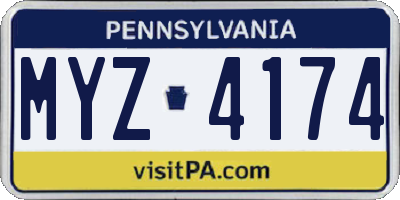 PA license plate MYZ4174
