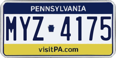 PA license plate MYZ4175