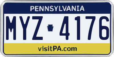 PA license plate MYZ4176