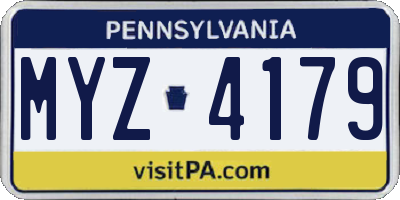 PA license plate MYZ4179