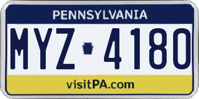 PA license plate MYZ4180