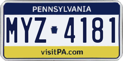 PA license plate MYZ4181