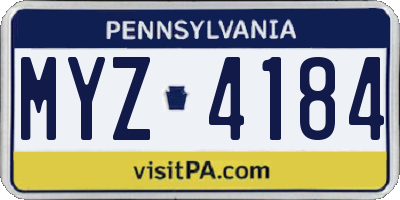 PA license plate MYZ4184