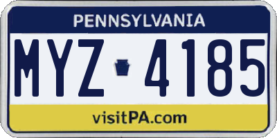 PA license plate MYZ4185