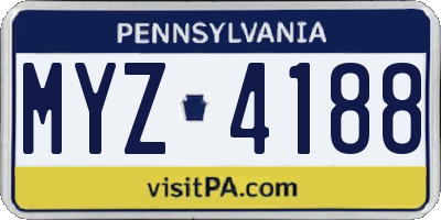 PA license plate MYZ4188