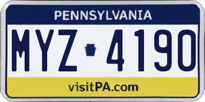 PA license plate MYZ4190