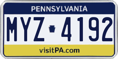 PA license plate MYZ4192