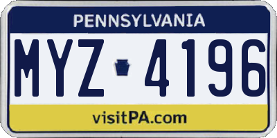 PA license plate MYZ4196