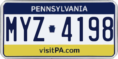 PA license plate MYZ4198