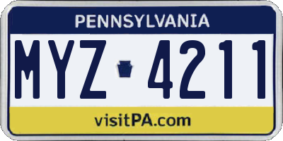PA license plate MYZ4211