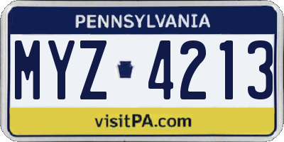PA license plate MYZ4213