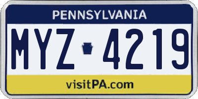PA license plate MYZ4219