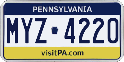 PA license plate MYZ4220