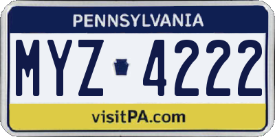 PA license plate MYZ4222