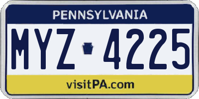 PA license plate MYZ4225