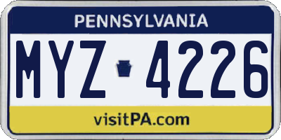 PA license plate MYZ4226