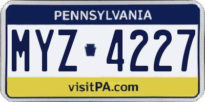 PA license plate MYZ4227