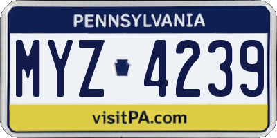 PA license plate MYZ4239