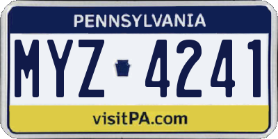 PA license plate MYZ4241