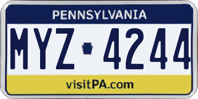 PA license plate MYZ4244