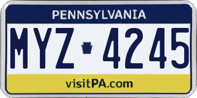 PA license plate MYZ4245